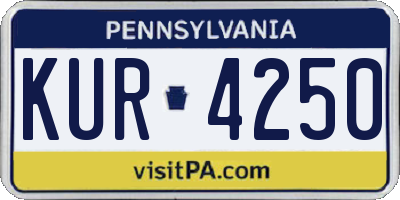 PA license plate KUR4250