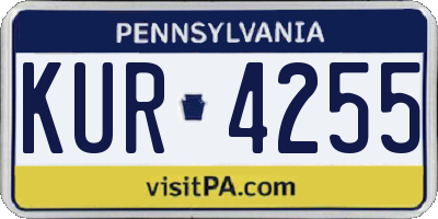PA license plate KUR4255