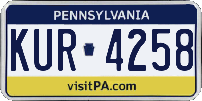 PA license plate KUR4258