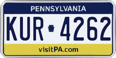 PA license plate KUR4262