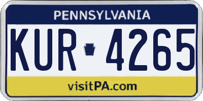 PA license plate KUR4265