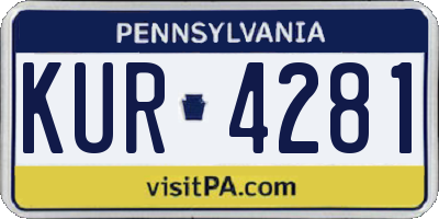 PA license plate KUR4281