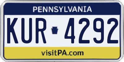 PA license plate KUR4292