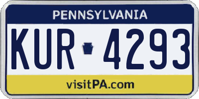 PA license plate KUR4293