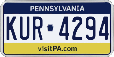PA license plate KUR4294