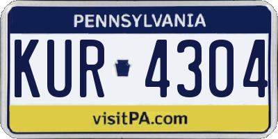 PA license plate KUR4304