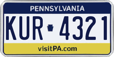 PA license plate KUR4321