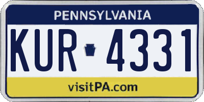 PA license plate KUR4331