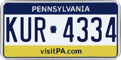 PA license plate KUR4334