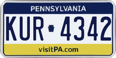 PA license plate KUR4342