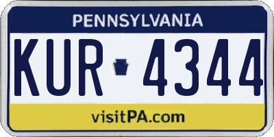 PA license plate KUR4344