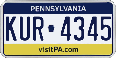 PA license plate KUR4345