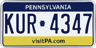 PA license plate KUR4347