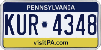PA license plate KUR4348