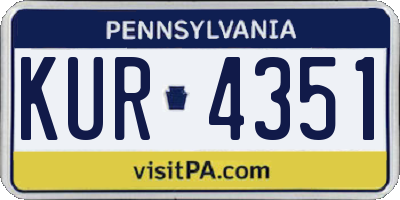 PA license plate KUR4351