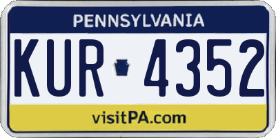PA license plate KUR4352