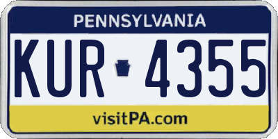 PA license plate KUR4355