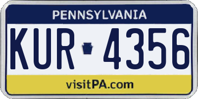 PA license plate KUR4356