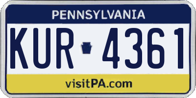 PA license plate KUR4361