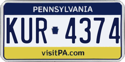 PA license plate KUR4374