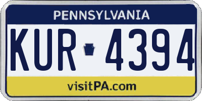 PA license plate KUR4394
