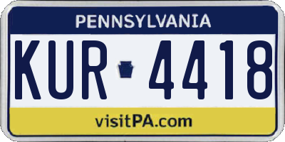 PA license plate KUR4418