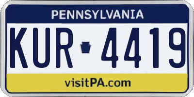 PA license plate KUR4419