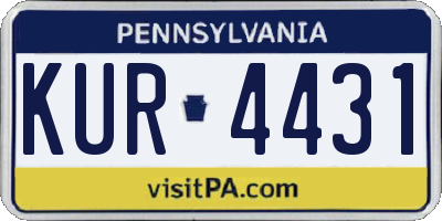 PA license plate KUR4431