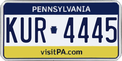 PA license plate KUR4445