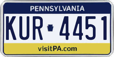 PA license plate KUR4451