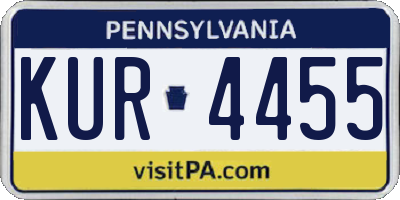 PA license plate KUR4455
