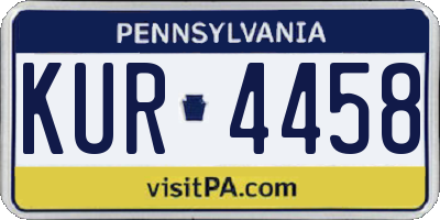 PA license plate KUR4458