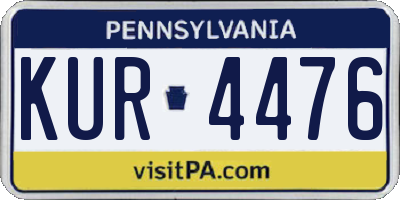 PA license plate KUR4476