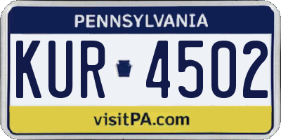 PA license plate KUR4502