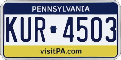 PA license plate KUR4503