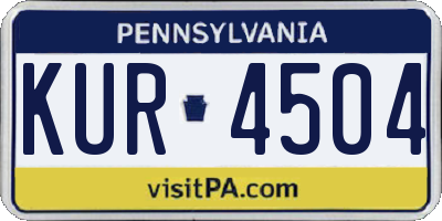 PA license plate KUR4504