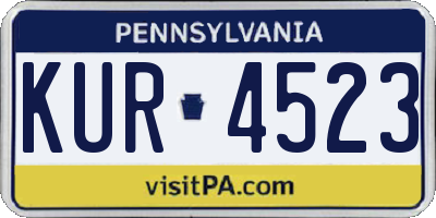 PA license plate KUR4523