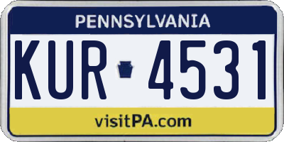 PA license plate KUR4531
