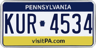 PA license plate KUR4534
