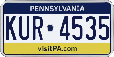 PA license plate KUR4535