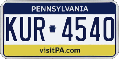 PA license plate KUR4540