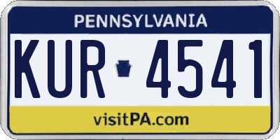 PA license plate KUR4541