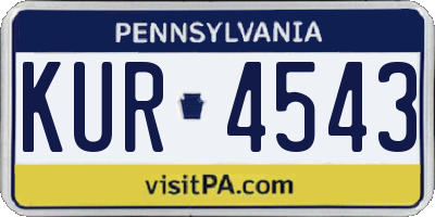 PA license plate KUR4543