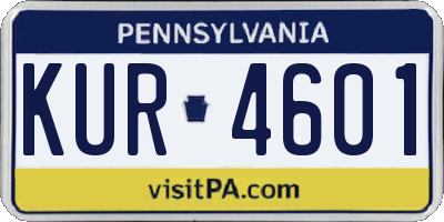 PA license plate KUR4601
