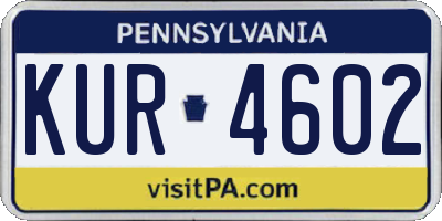 PA license plate KUR4602