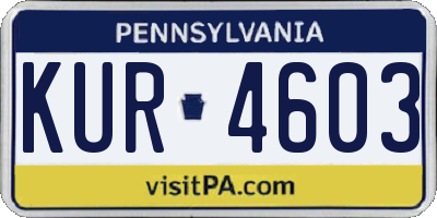 PA license plate KUR4603