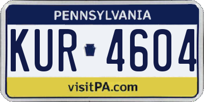 PA license plate KUR4604