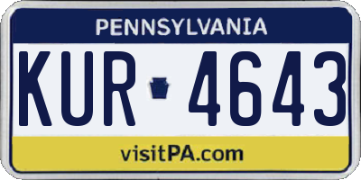 PA license plate KUR4643
