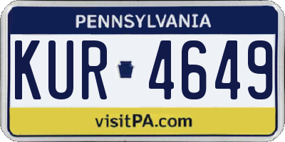 PA license plate KUR4649