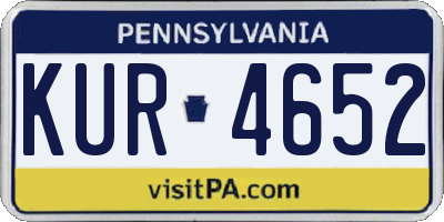 PA license plate KUR4652